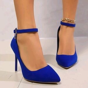 Chic Royal Blue Ankle Strap Heels